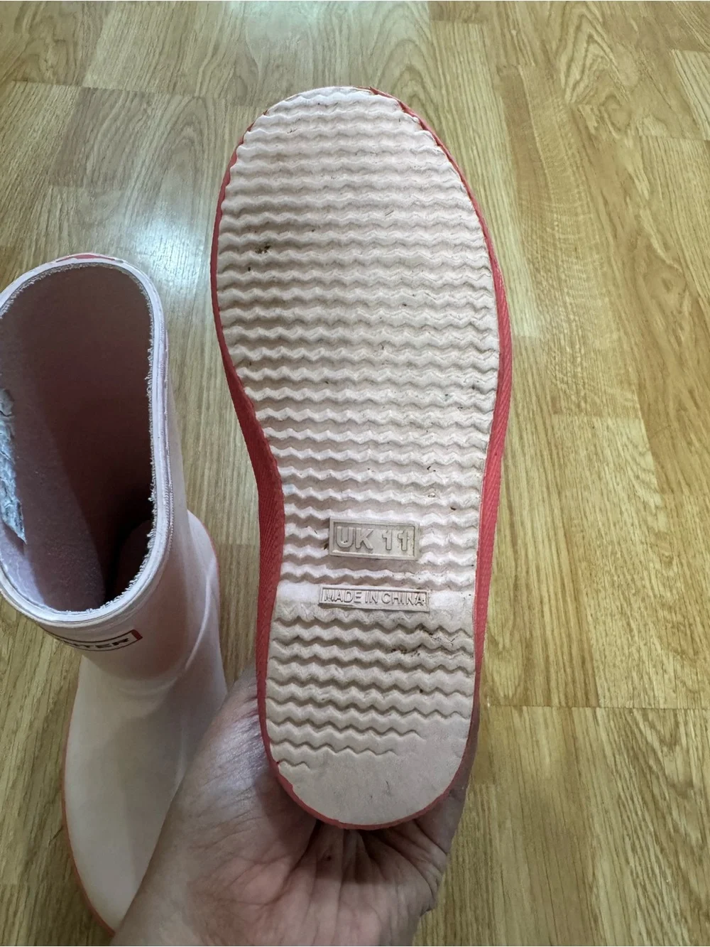 Hunter Kids Light Pink Rain Boots with Coral Soles